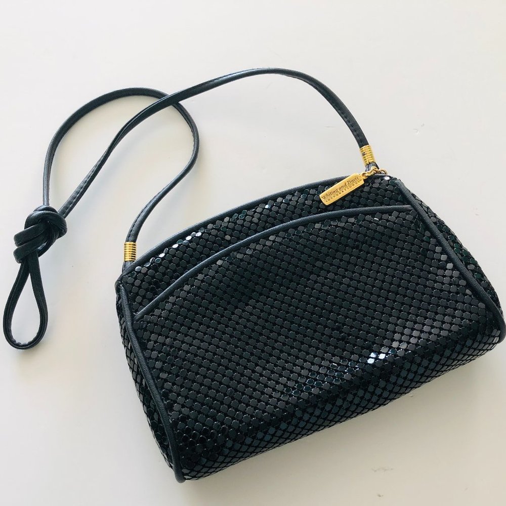 WHITING & DAVIS Vintage Black Mesh Clutch Handbag